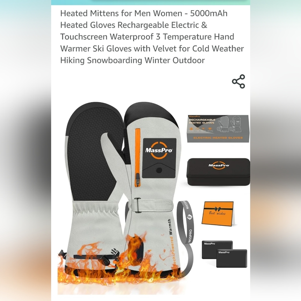 Unisex heated mittens